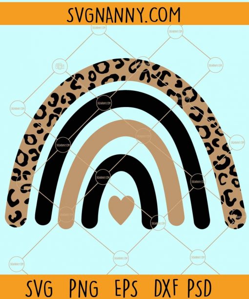 Leopard print Rainbow Svg, Leopard Rainbow Svg, Rainbow Svg, Leopard Print Svg, Be Kind Rainbow svg, fuzzy leopard print svg file