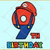 9th Birthday Mario Bros svg, Ninth Mario Bros svg,  super Mario Birthday svg
