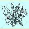 Bulldog With Flowers SVG, Dog with Flower Crown Svg, Bulldog with flowers svg
