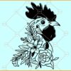 Chicken with flower crown SVG, Chicken with floral crown SVG, Floral Animal svg