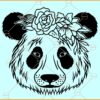 Panda with flower crown SVG, Panda with floral crown SVG, Floral Animal svg, Floral svg
