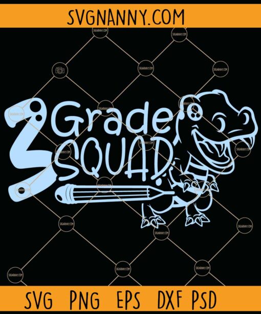 3rd grade squad svg, Pencil svg, Dinosaur svg, Third Grade svg, Back To School svg