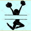 Cheerleader monogram SVG, Cheerleader Silhouette SVG, Cheerleader Split Name Frame SVG