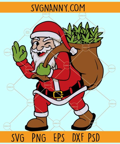 Santa carrying bag of weed Svg, Santa Cannabis SVG, Stoner Santa SVG