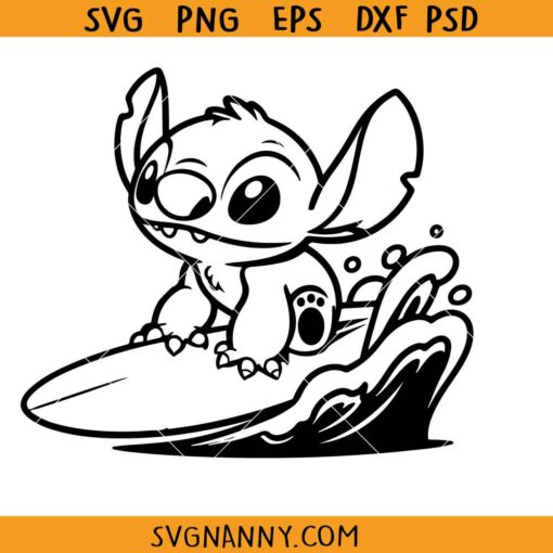 Stitch surfing SVG, Stitch Clipart Girl SVG, Stitch SVG, Disney Character SVG, Stitch PNG     