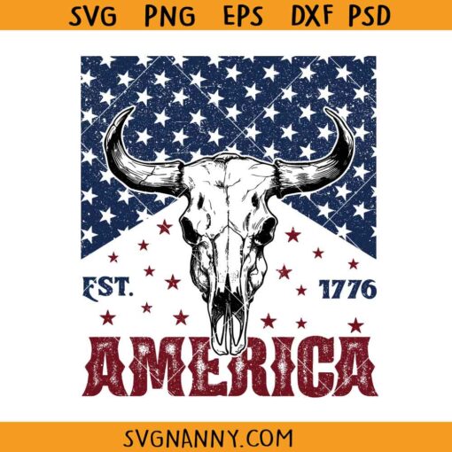 Western 4th of July svg, Wallen bull skull svg, cowboy svg, American flag svg, independence day svg, USA Svg, Bull Skull USA SVG, American Flag SVG, Patriotic Western SVG, 4th Of July Day SVG