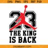 Jordan 23 The King is Back SVG, Jordan 23 SVG, Jordan SVG. Jordan PNG, Air Jordan SVG, Jump Logo SVG, Basketball Emblem SVG, Basketball SVG