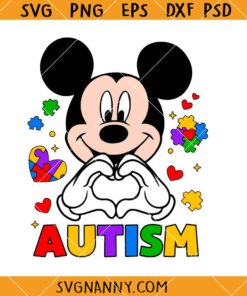 Mickey love Autism awareness SVG, Mickey Autism Svg, Autism Svg, Disney Autism Svg, Mickey mouse Svg, Autism Puzzle Piece Svg