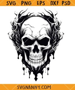 Skull on fire SVG, Skull SVG, Flaming Skull Silhouette SVG, Flaming Skull SVG   