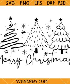 Merry Christmas Tree Hand Drawn SVG, Merry Christmas Tree SVG