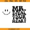 Mr Steal Your Heart retro wavy Svg, Valentines SVG