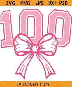 100 Days of School Coquette Bow Svg, Teacher 100th Day Of School Bow SVG