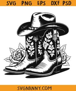 Floral Cowgirl boots SVG, Boots Floral Svg, Boots Clipart SVG, Cowboy SVG