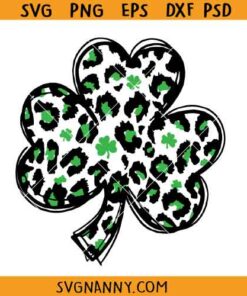 Leopard Print Shamrock Svg, St Patricks Day Svg,Clover Svg, Lucky Shirt Svg