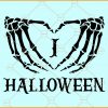 I Heart Halloween skeleton hands symbol svg