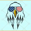 Patriotic eagle with claws and sunglasses svg