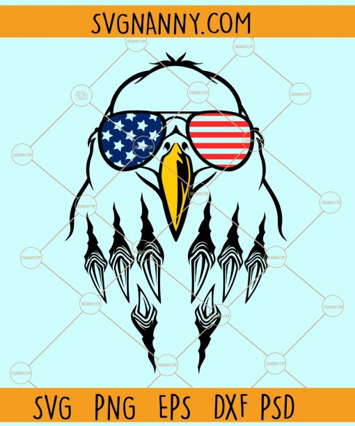 Patriotic eagle with claws and sunglasses svg