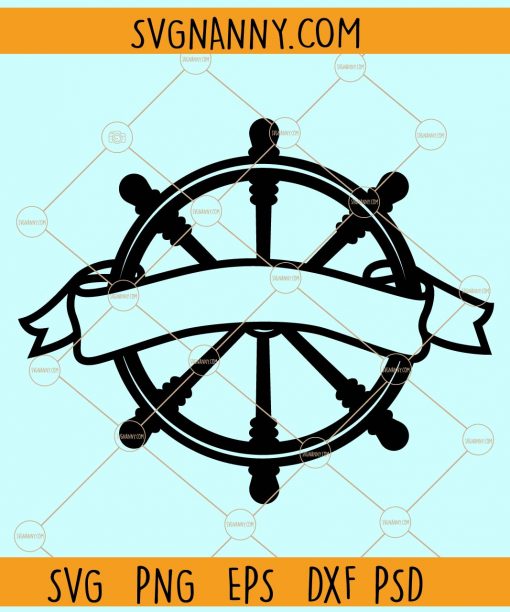 Split ship steer wheel ribbon monogram svg